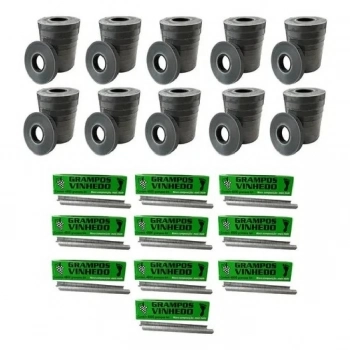 KIT 100 ROLOS DE FITA PARA ALCEADOR + 5 CAIXAS DE GRAMPO 6/4